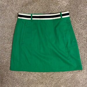 NWT Tory Burch Green Mini Skirt with Navy and White Waistband